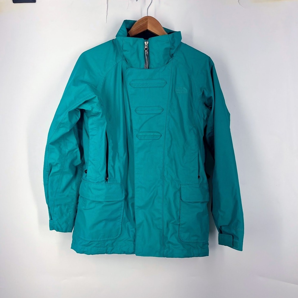 The North Face Womens HyVent Waterproof Rain Jacket Teal Green Size M GD 053073